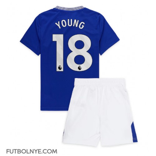 Camiseta Everton Ashley Young #18 Primera Equipación para niños 2024-25 manga corta (+ pantalones cortos)